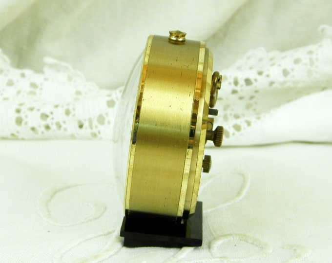 Working Vintage Mid Century Japy French Wind Up Mechanical Alarm Clock, Gold and Black 1950s Bedside Timepiece from France, Retro Home Decor Working Vintage Mid Century Japy French Wind Up Mechanical Alarm Clock, Gold and Black 1950s Bedside Timepiece from France, Retro Home Decor