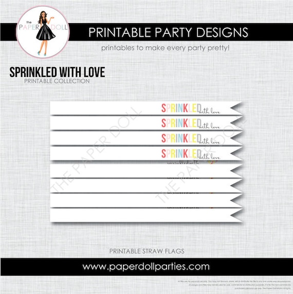 Sprinkled With Love Printable Straw Flags : Printable Party Designs by The Paper Doll Il_570xn