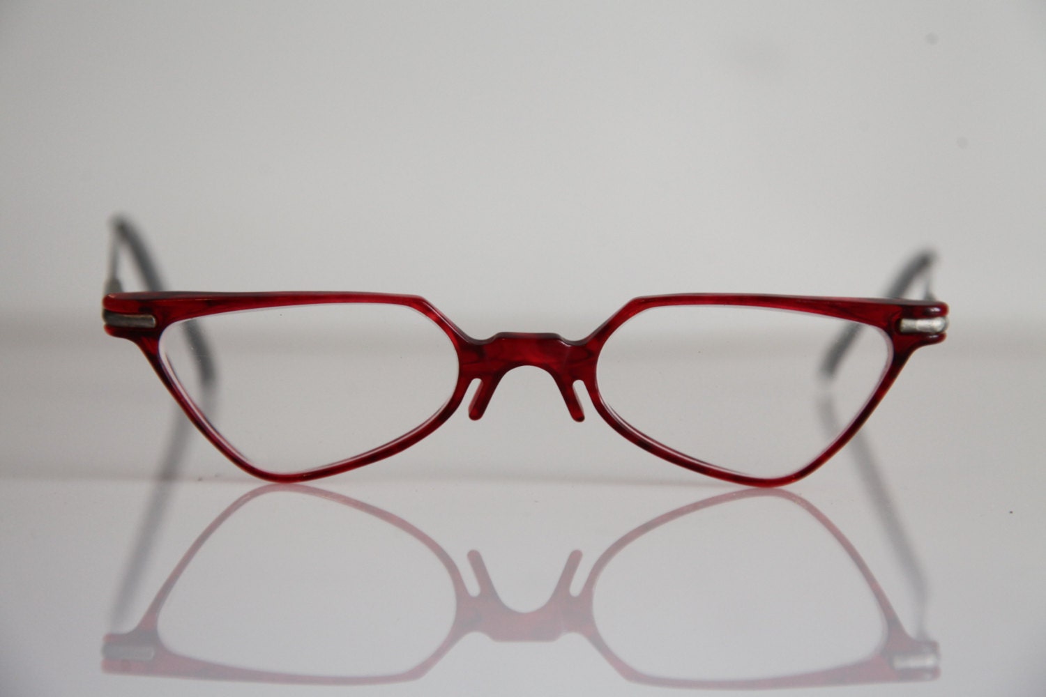 Vintage 90s eyewear, Crystal Red Frame, Silver, Clear Lenses RX-able ...