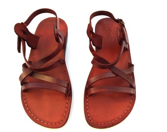 20% OFF Brown Ankle-strap Leather Sandals For Men & Women