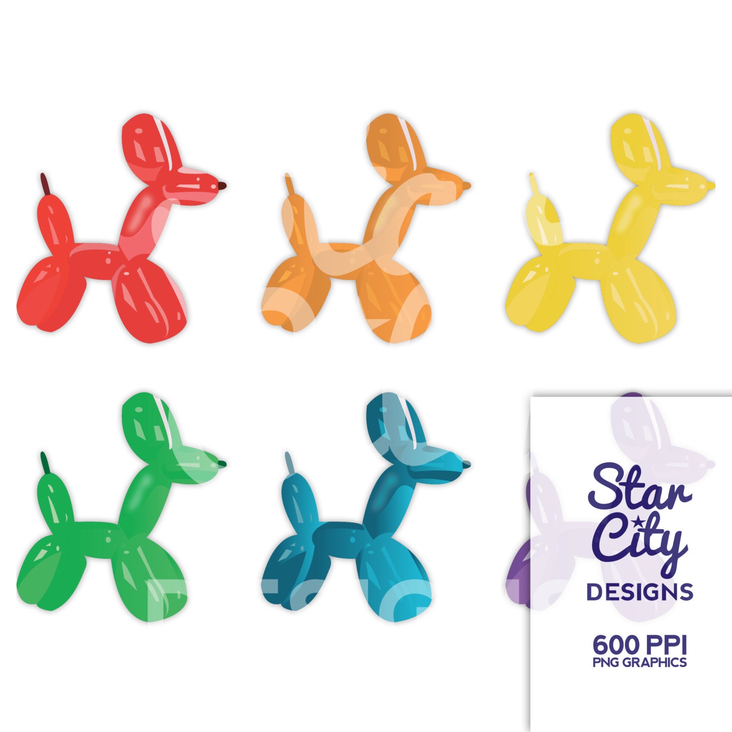 Balloon Animal Clip Art Balloon clipart clip by StarCityDesigns