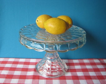 Indiana Glass Cake Stand - Rum Well - Constellation Pattern - Mid Century Vintage 1950's