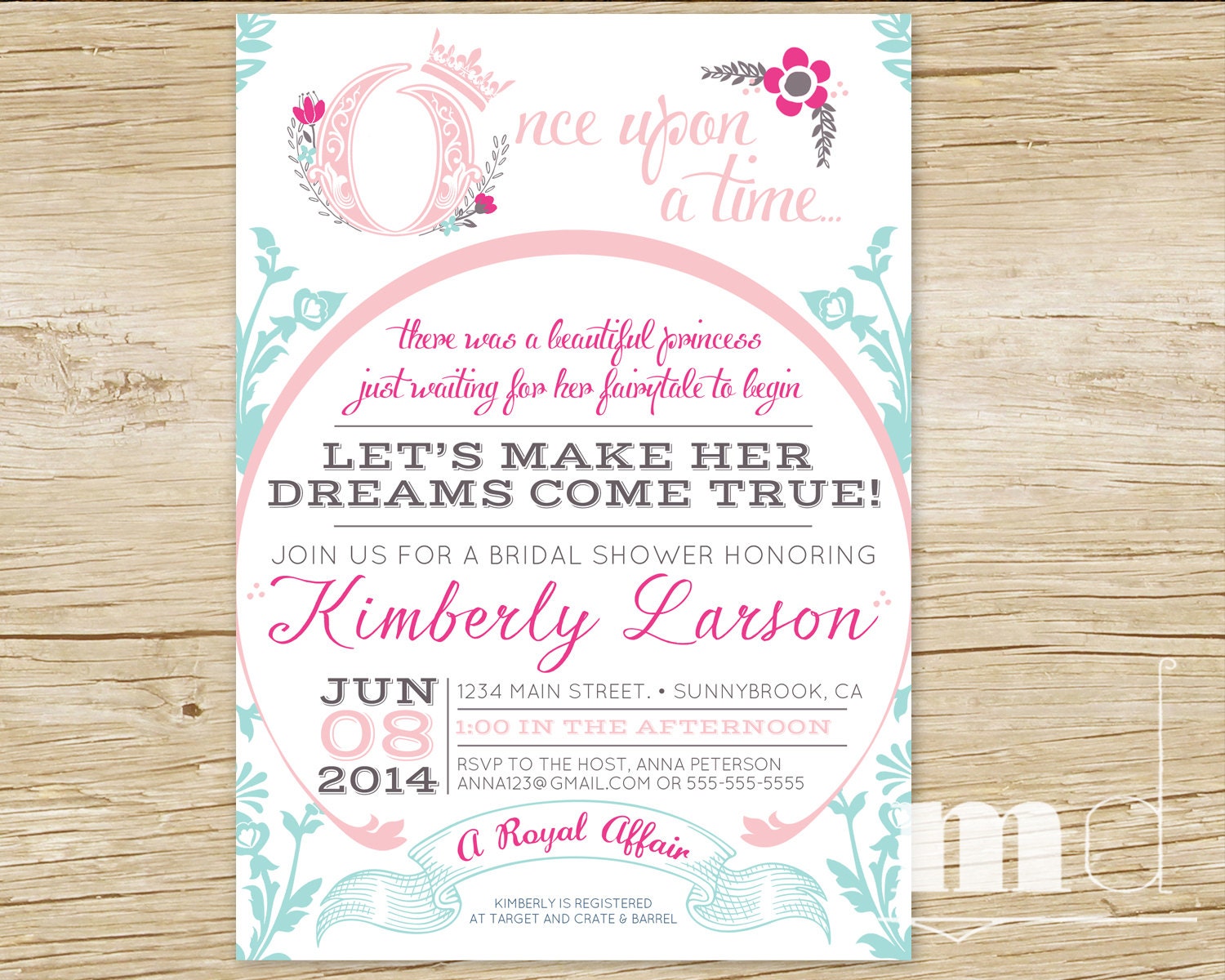 Once Upon A Time Bridal Shower Invitations 5