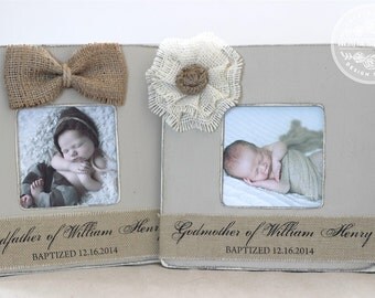 Godmother Godfather Gift Custom Personalized Picture Frame (set of 2) Godparents Gift for Baptism Baptized