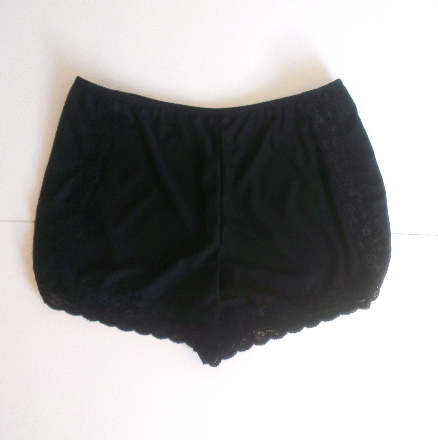 BLACK LACE high waisted french knickers / panties with soft