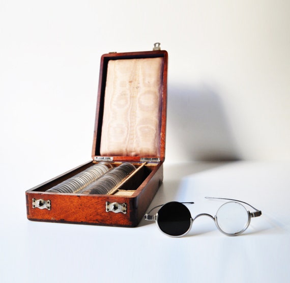 Antique French Optical Lens Box Set Optometrist Prescription