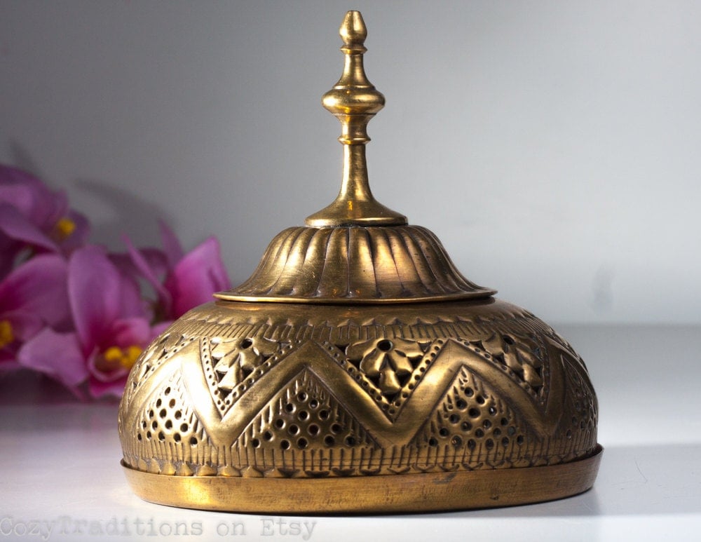 Indian Incense Burner / Brass Lantern Vintage Dome Shape Lamp