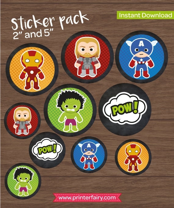 superhero stickers printable avengers cupcake toppers cake