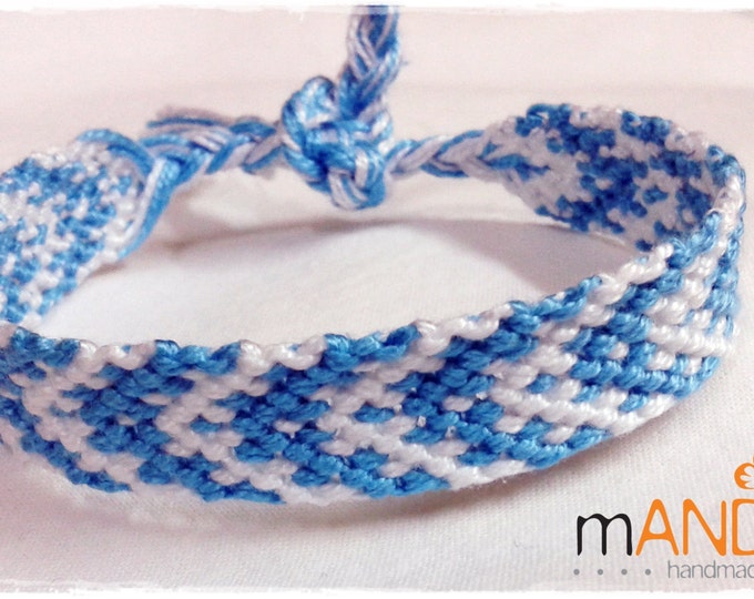 Friendship Bracelet, Macrame, Woven Bracelet, Wristband, Knotted Bracelet - Light blue & white