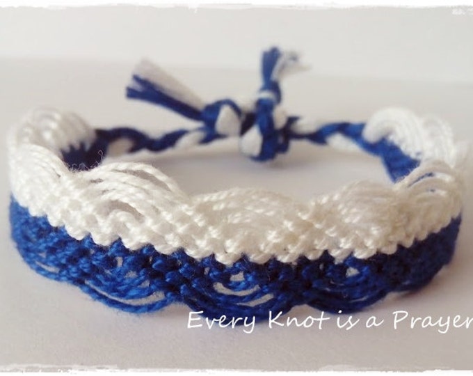Friendship Bracelet, Macrame, Woven Bracelet, Wristband, Knotted Bracelet - Blue and White