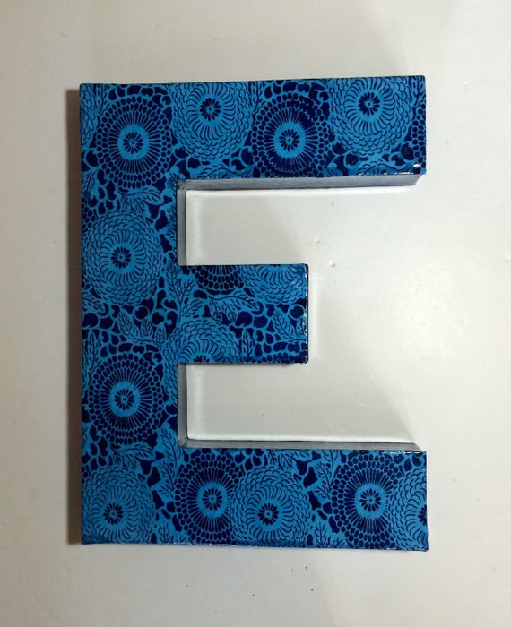 Letter E Blue Floral Decorative Paper Flowers Name Alphabet