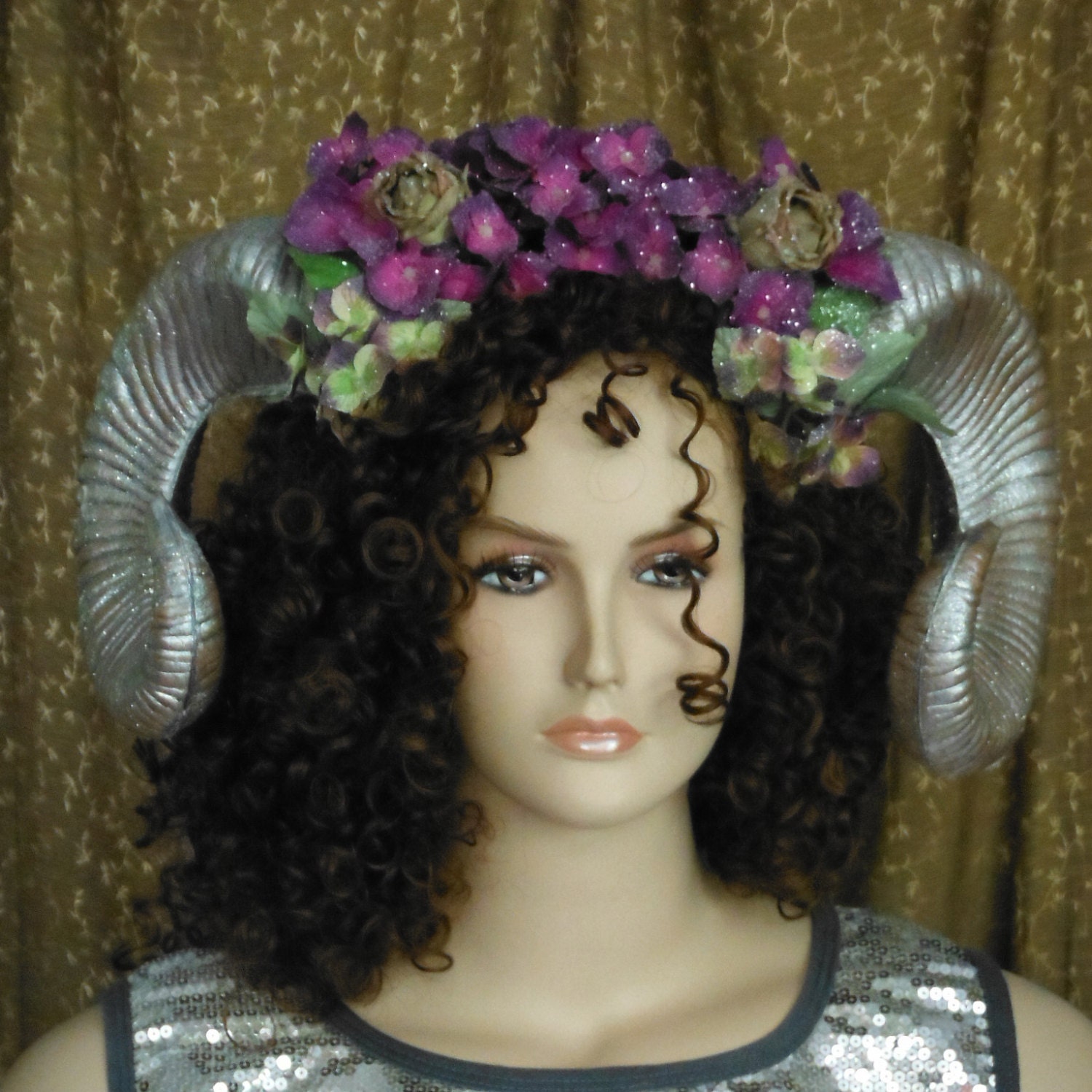 Ram Horns Midsummer Nights Dream Maenad Flower Headdress