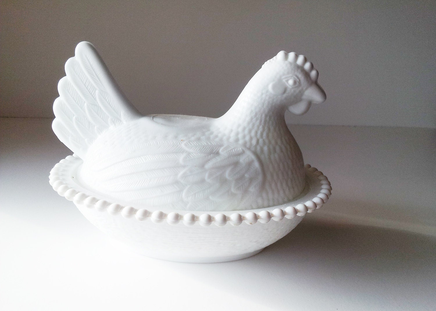 Vintage Milk Glass Chicken Hen On Nest White Milk Glass