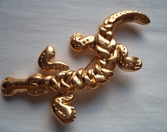 Vintage Unsigned Goldtone Crocodile Brooch/Pin