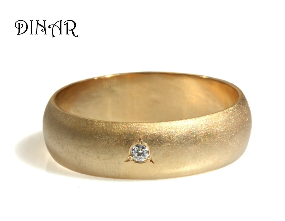 DINARjewelry brushed wedding band  gold wedding half round wedding gold band band by Brushed