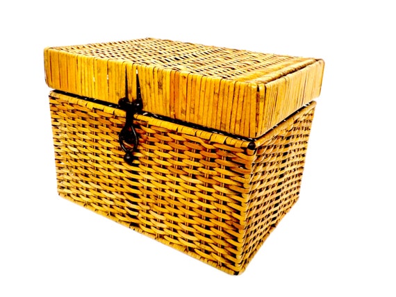 Woven Storage Box Large Wicker Rattan Storage by TheVintagePorch