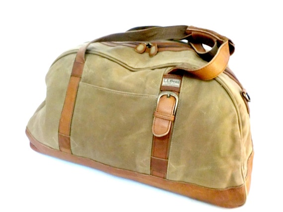Vintage Ll Bean Duffle Large Canvas And Leather Duffle 0845