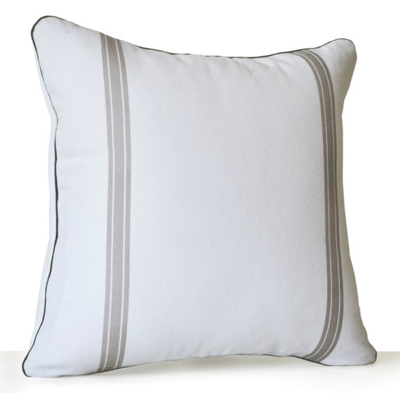 Decorative Pillow Cover White Grey Cotton Pillow Case Grain