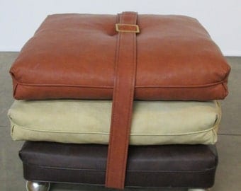 Mid Century Tri-Color 3 Cushion Rolling Ottoman/Footstool