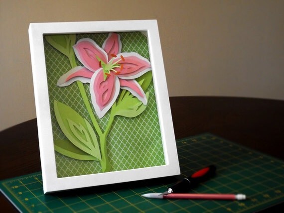 Commission: Stargazer Lily Shadow Box