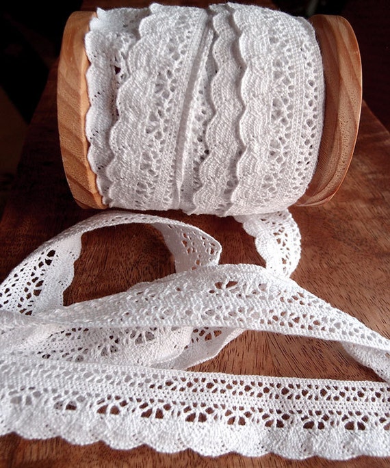 Cotton Crochet Lace Ribbon Ivory/ Beige and White by worthyParty