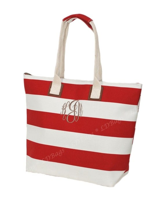 Canvas Tote Bag Large Beach BagBridesmaid Gift by MonogramExpress