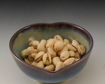 Handmade Porcelain Pottery Stoneware Bowl Plum Red Brown