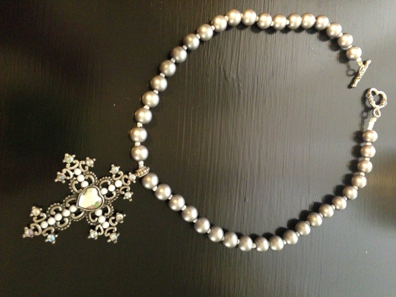 Beaded Cross Necklace by WarmBellyDesigns on Etsy