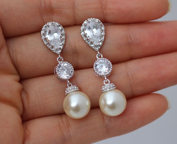 long cream pearl earring ivory pearl earrings cream bridal