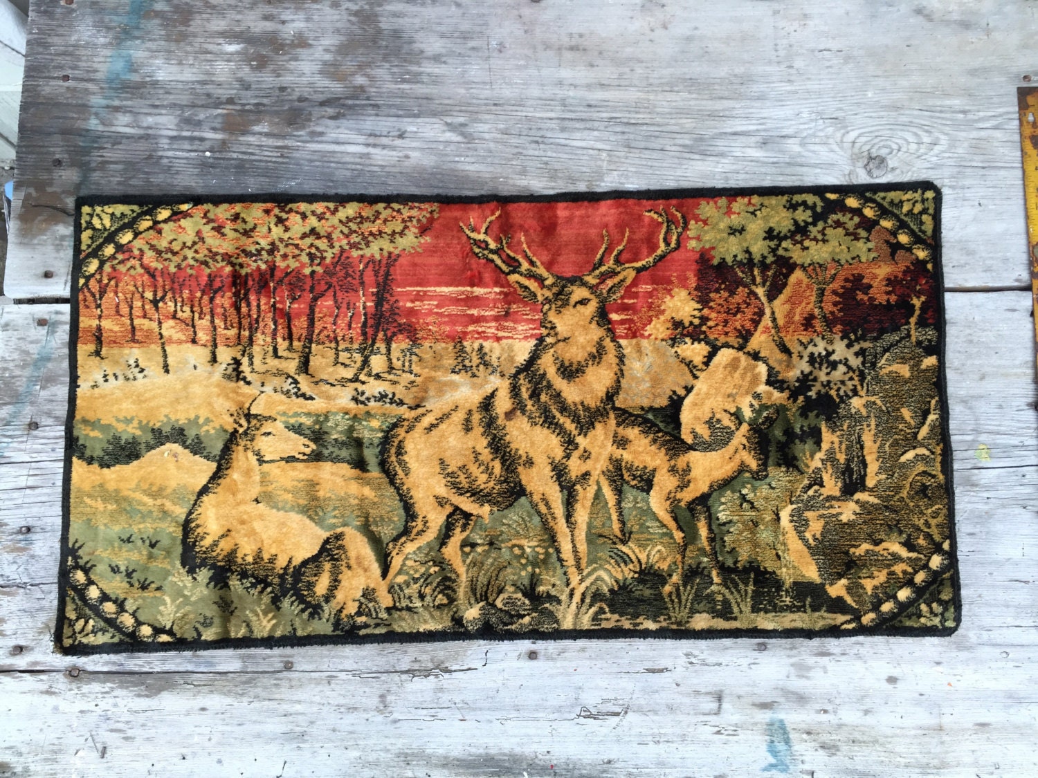 SALE Deer stag tapestry rug wall hanging by AntiqueJewelrySupply