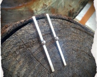 Minimalist Sterling Silver Bar Earrings