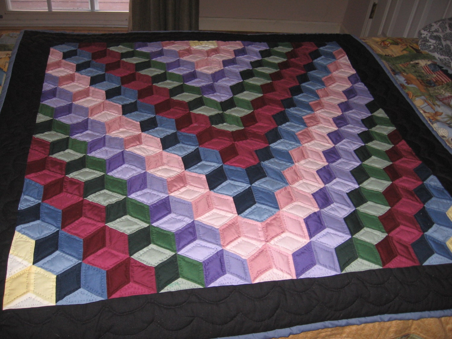 tumbling-blocks-amish-quilt-hand-pieced-hand-by-kitkatquilter