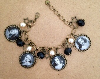 Bette Davis charm bracelet - Handmade, Unique (FREE or LOW COST shipping)