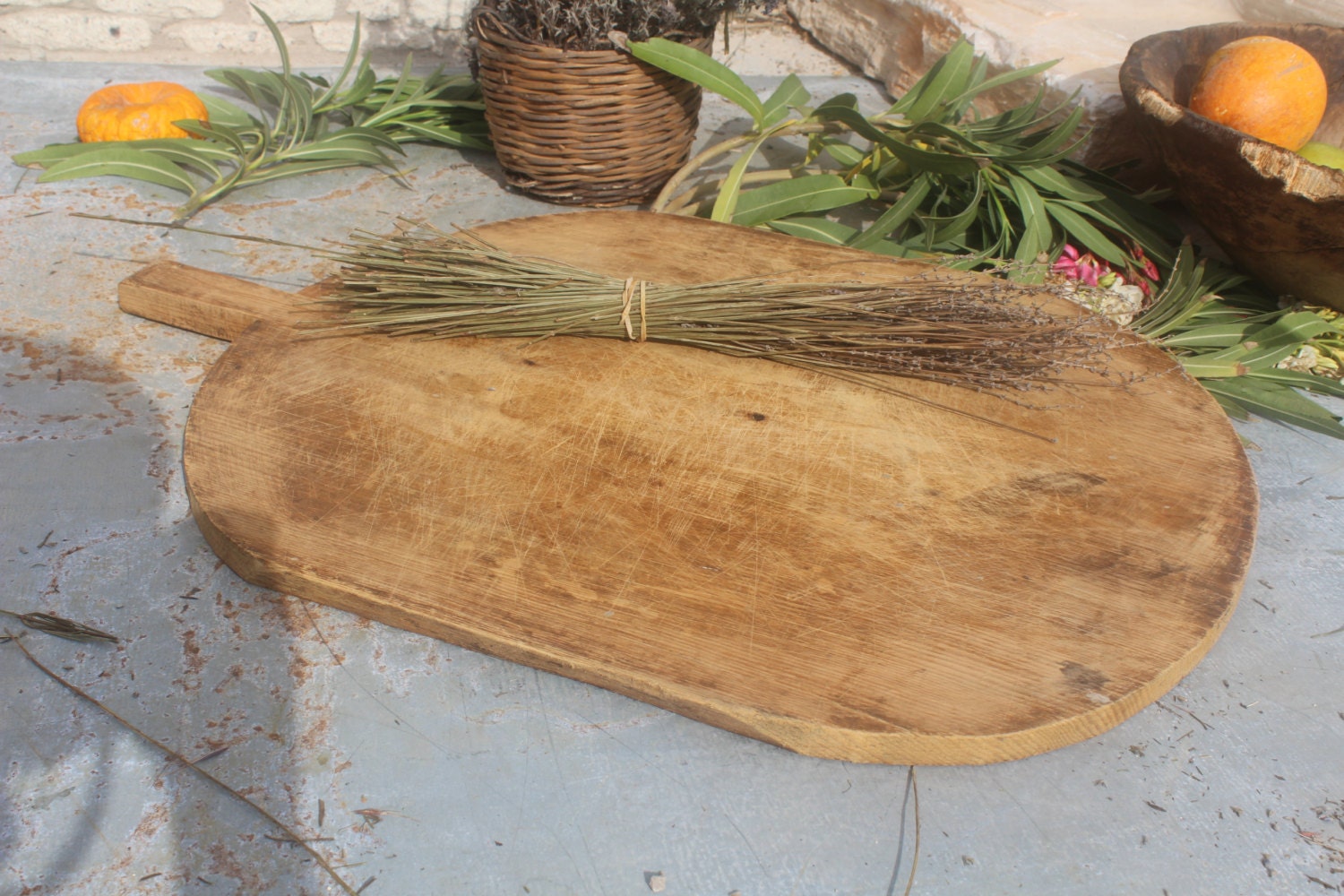 Unique Old Large Wooden Cutting Board,Long Primitive Serving Board,Wood