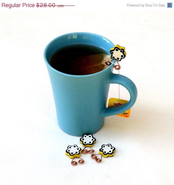 CLEARANCE SALE Tea Bag Holders set of 4 tea bag by StudioDboho