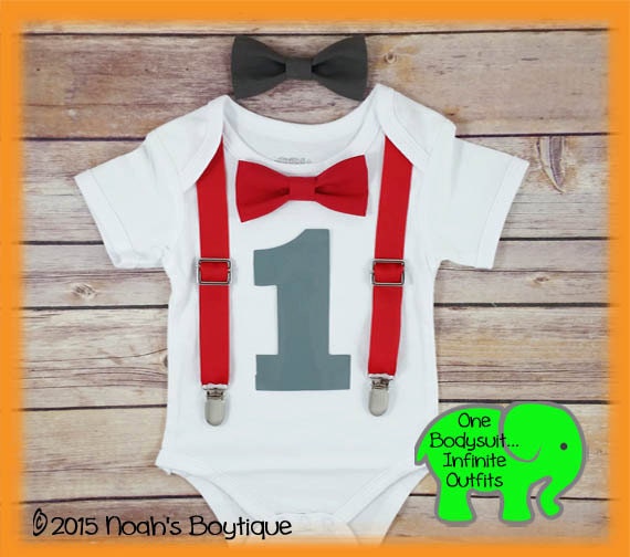 Baby Boy First Birthday Outfit - Red Birthday - Red and Grey Party - First Birthday Clothes - First Birthday Shirt - Boys Birthday Outfit by NoahsBoytiques