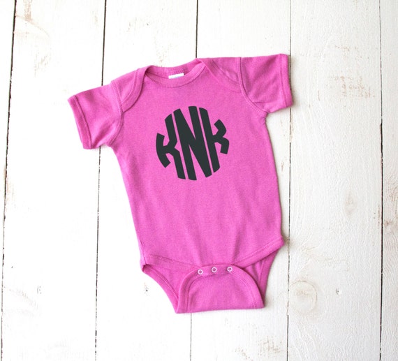Baby Girl MONOGRAM Onesie New Baby Announcement by ColorChaos