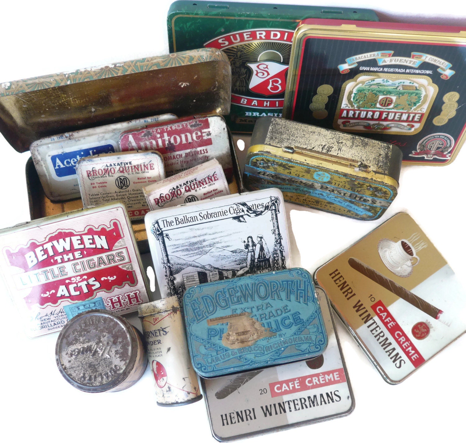 Antique and Vintage Metal Box Collection / Imported Tobacco Cigar Tin ...