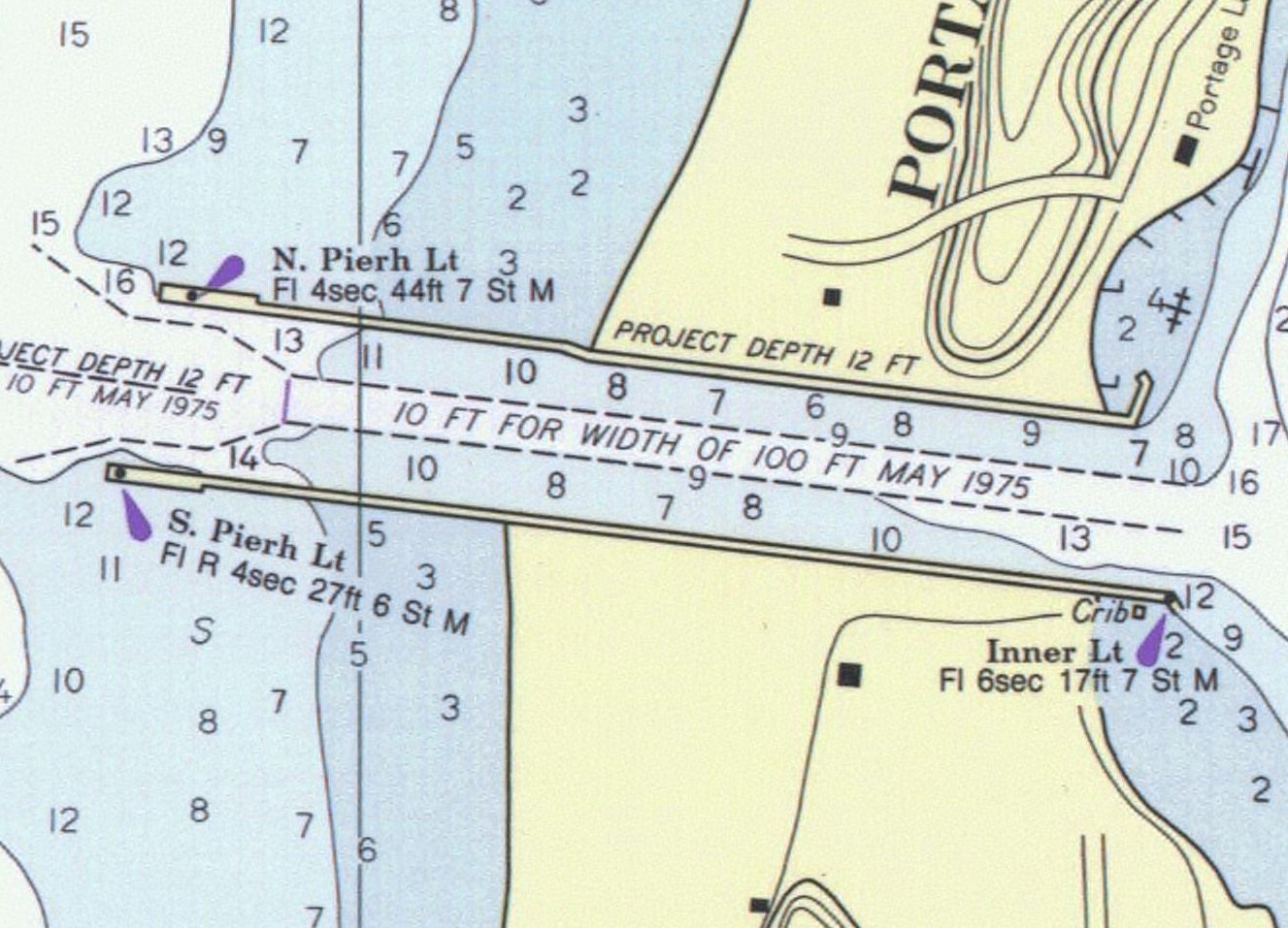 Portage Lake 1975 Lake Michigan Michigan Nautical Map by Oldmap