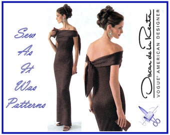 Vogue 2773 Uncut FF Oscar de la Renta American Designer Evening Formal Strapless Drape Tie Dress Sewing Pattern Size 18 20 22 Bust 40 42 44