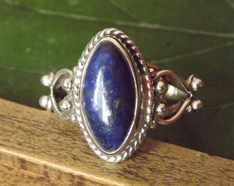 Marquis Lapis Ring Solid 925 Sterling Silver Pure Handmade Size: Variable (5, 6, 7, 8, 9, 10) Exclusive Budget Ring XL Size available