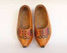 Vintage Handmade Wooden Shoes, Hand Painted Child's Wood Shoes, Dutch ...