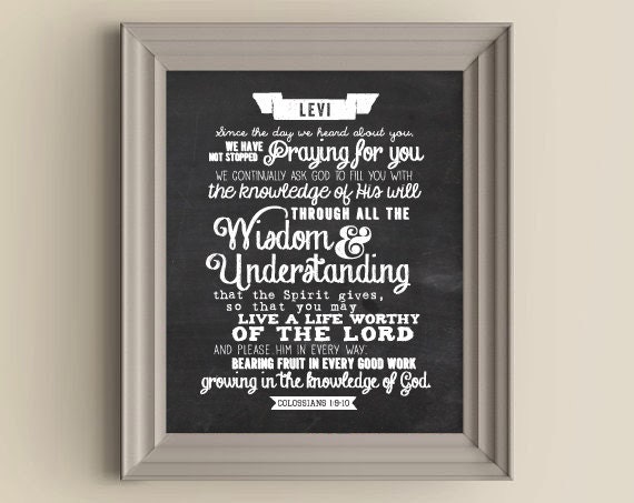 Colossians 1:9-10 Chalkboard Name Print 8x10