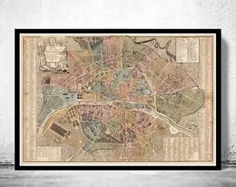 Old Map of Paris 1790 France Vintage Paris Plan