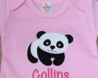 Personalized Applique Baby Onepiece Bodysuit - Panda