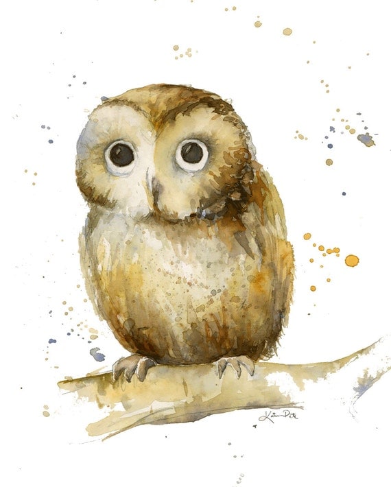 Download Woodland owl print of my original watercolor painting by