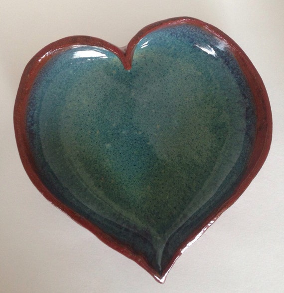 Handmade Caribbean Blue Heart Shaped Pottery Bowl HB15