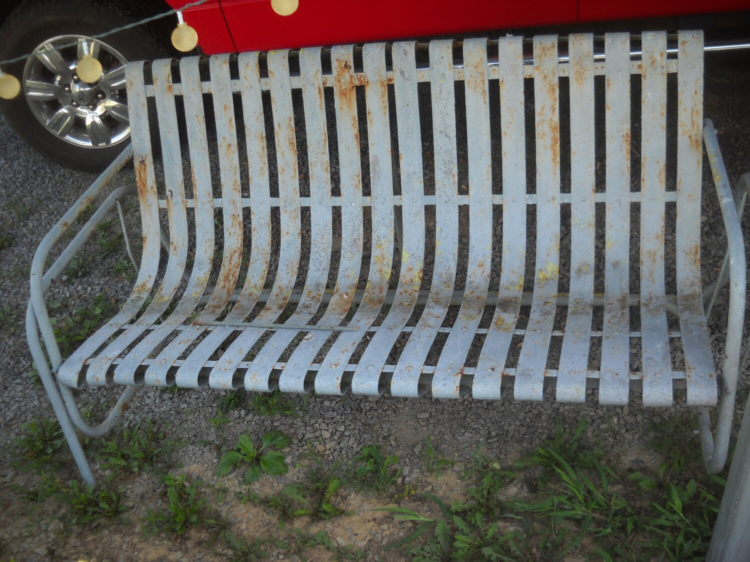 Vintage Metal Slat Band Porch Glider