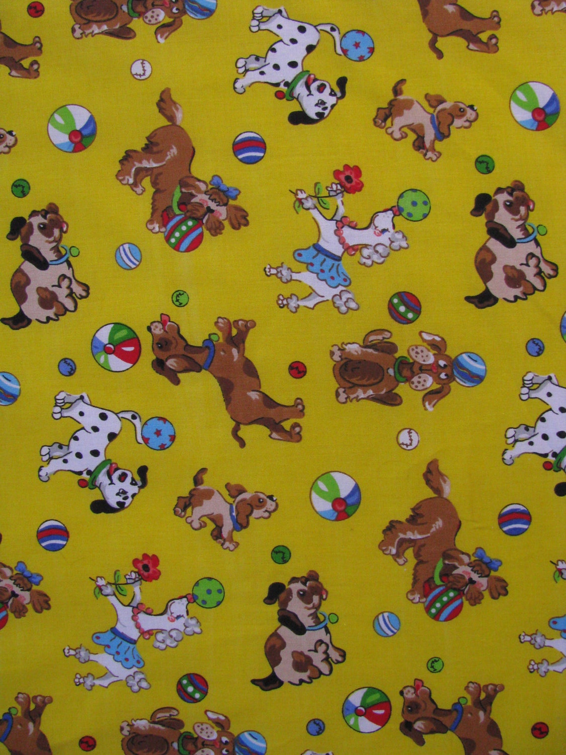 Dog Print Fabric Animal Cotton Fabric Puppy Dogs Playing