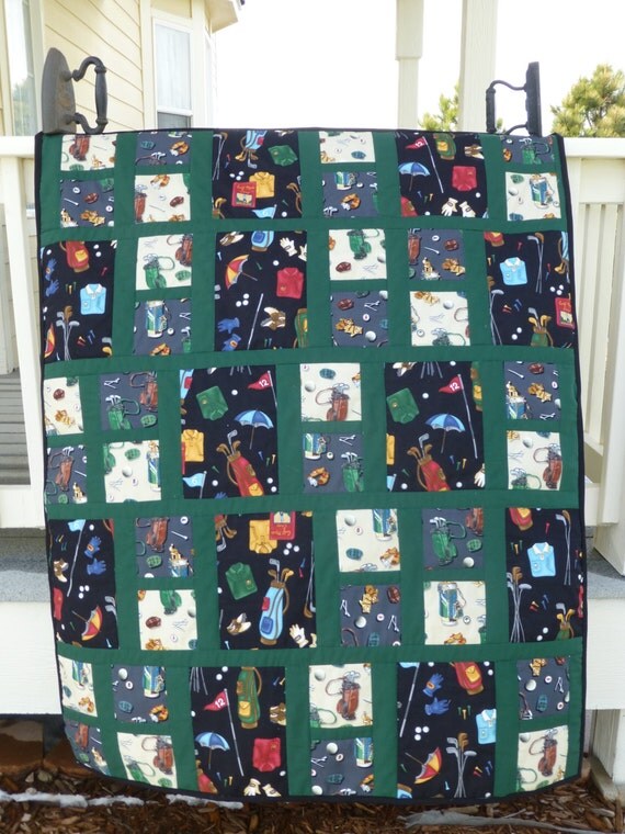 Golf theme lap size quilt by CarolynJungQuilts on Etsy